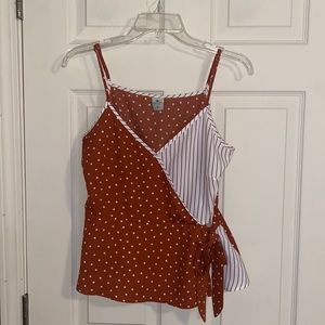 Burnt orange polka dot and striped top!